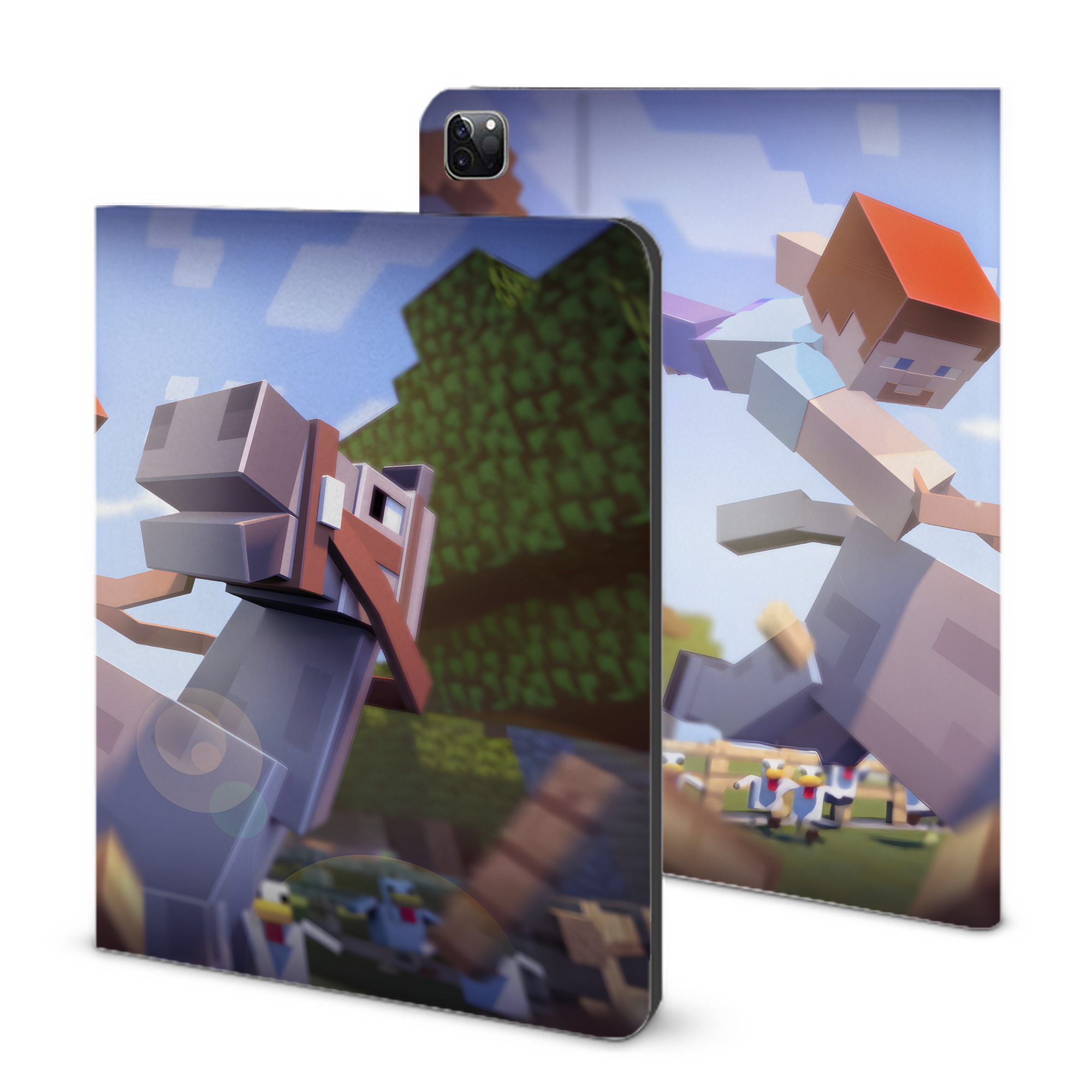 （画像用） マインクラフト ブロックの世界 Minecraft MC Block world IPad ケース ブック型 PUレザー TPU 耐衝撃 軽量 薄型 ペン収納なし 全面保護 IPad 各モデル対応